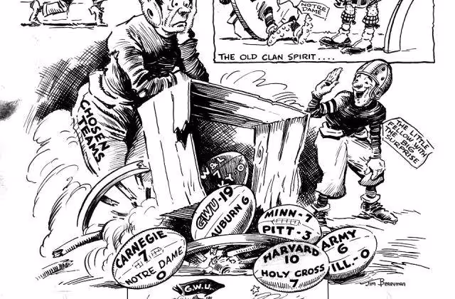 Black and white hand sketched Gridiron political cartoon. U.S. Senate. Office of Senate Curator.