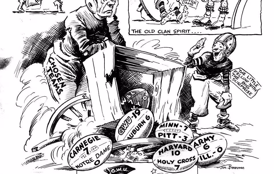 Black and white hand sketched Gridiron political cartoon. U.S. Senate. Office of Senate Curator.