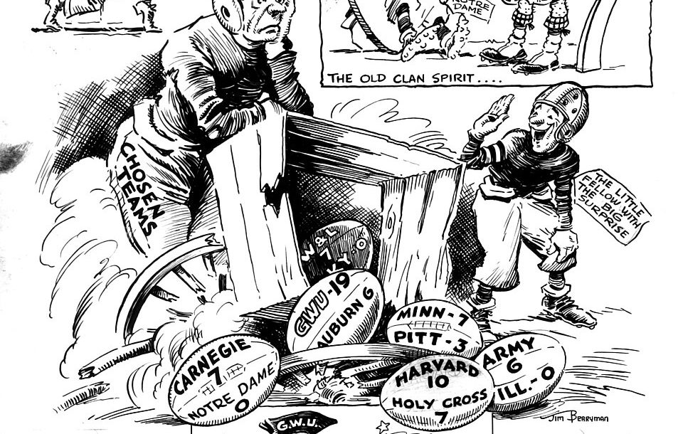 Black and white hand sketched Gridiron political cartoon. U.S. Senate. Office of Senate Curator.