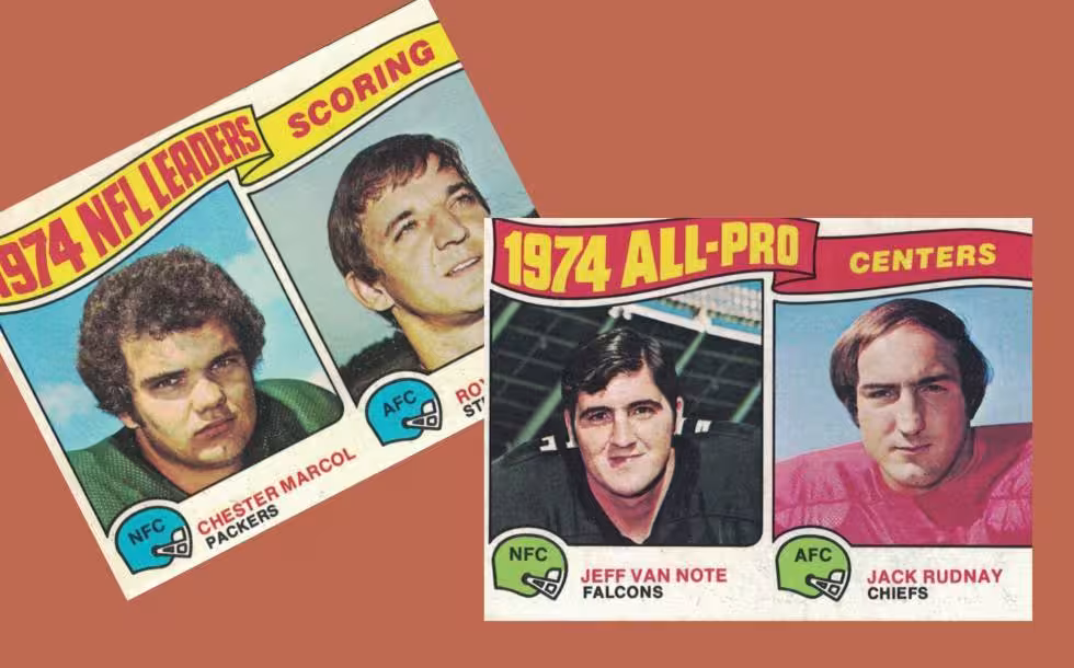 Array of images of 1974 Scoring and Centers trading cards