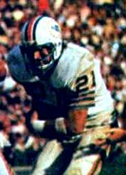 Color game action photo of Jim Kiick playing for the Dolphins in Super Bowl VII.