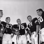 Vintage black and white photo of FSU football players in Tallahassee, Florida Date: December 16, 1957