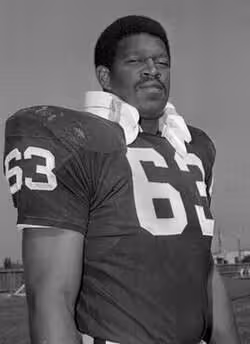 Black and white promo shot of Gene Upshaw while with the Raiders.