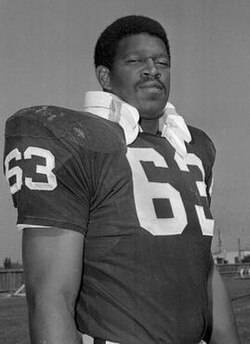 Black and white promo shot of Gene Upshaw while with the Raiders.