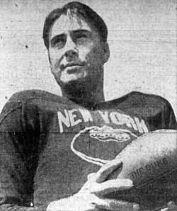 Black and white grainy newspaper image of American football player MelHein c. 1942 Unknown Photographer- Los Angeles Daily News