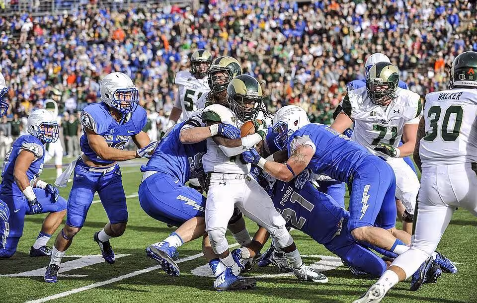 The Falcons take down the CSU Rams here Nov. 28, 2014. Air Force beat CSU 27-24. The Rams, ranked No. 21 before the loss, were heavily favored to win. But, a last second 39-yard field goal by Falcons’ kicker/punter Will Conant gave the Falcons their sixth home win of the season. (U.S. Air Force photo by Liz Copan/Released)
