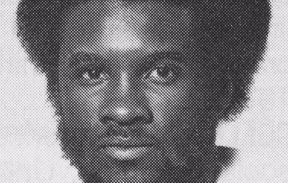 Black and white newsppaper quality publicity head shot of Freddie Scott in 1977.
