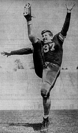 Black and white action pose publicity photo of Steve Lach 1941