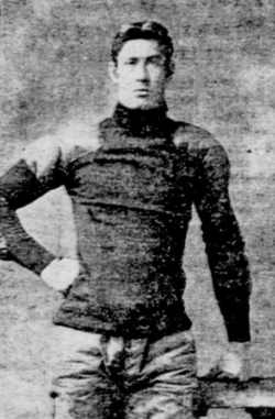 Vintage b/w news clipping, American football player Dave Campbell (1873โ1949), photographed as captain of the 1901 Harvard squad. From Wikimedia Commons, courtesy of the New York Tribune, 24 November 1901, p. 2. Downloaded from the Library of Congress "Chronicling America" database.