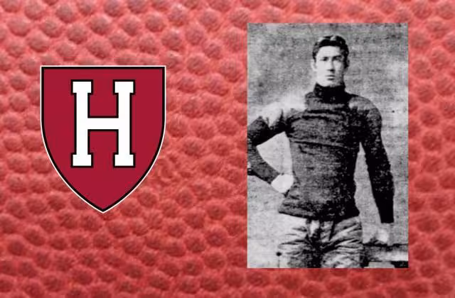 Vintage b/w news clipping, American football player Dave Campbell (1873–1949), photographed as captain of the 1901 Harvard squad. From Wikimedia Commons, courtesy of the New York Tribune, 24 November 1901, p. 2. Downloaded from the Library of Congress "Chronicling America" database.