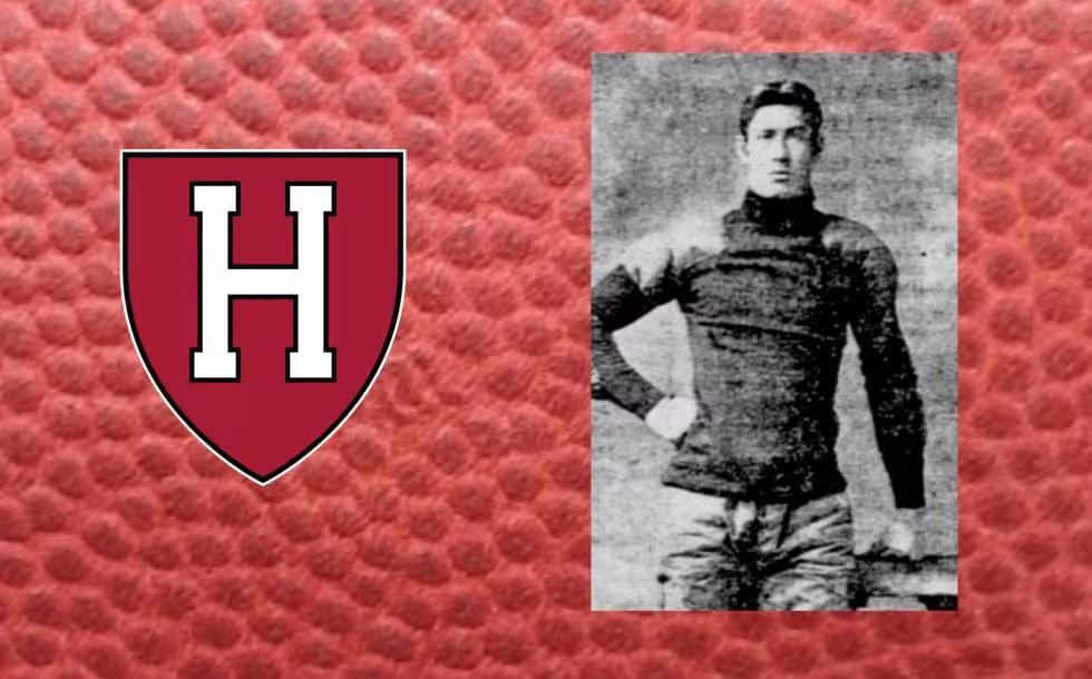 Vintage b/w news clipping, American football player Dave Campbell (1873โ1949), photographed as captain of the 1901 Harvard squad. From Wikimedia Commons, courtesy of the New York Tribune, 24 November 1901, p. 2. Downloaded from the Library of Congress "Chronicling America" database.