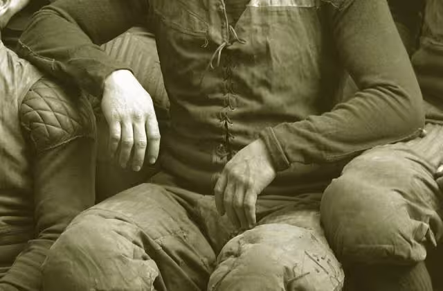 Willie Heston in a cropped view of the 1903 Michigan team photo, black and white.