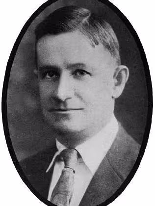 B/w vintage publicyt shot, perhaps from a yearbook of Kerr at the University of Pittsburgh, c. 1920 Public Domain.