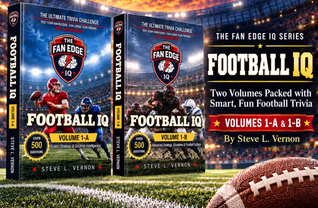 Color image of guest Steve Vernon's Football IQ books.