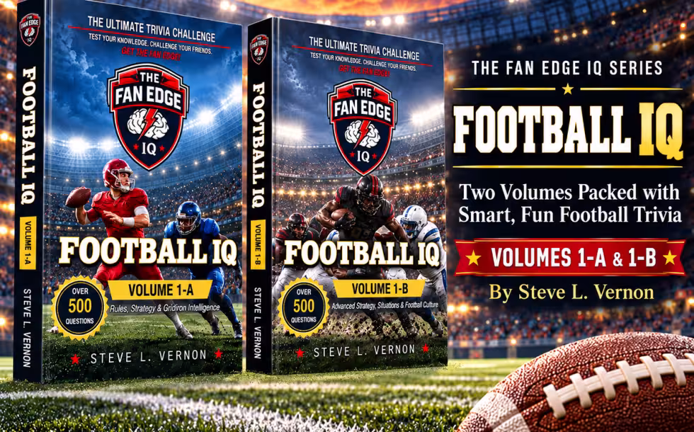 Color image of guest Steve Vernon's Football IQ books.
