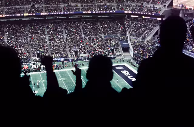 Image of a crowd of people watching a football game. By Caleb Woods via Unsplash..com