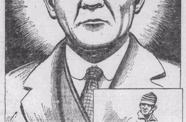 B/W hand sketch by an unkown of Professor Amos Alonzo Stagg (1926) The Tacoma Daily Ledger Tacoma, Washington · Monday, October 25, 1926.